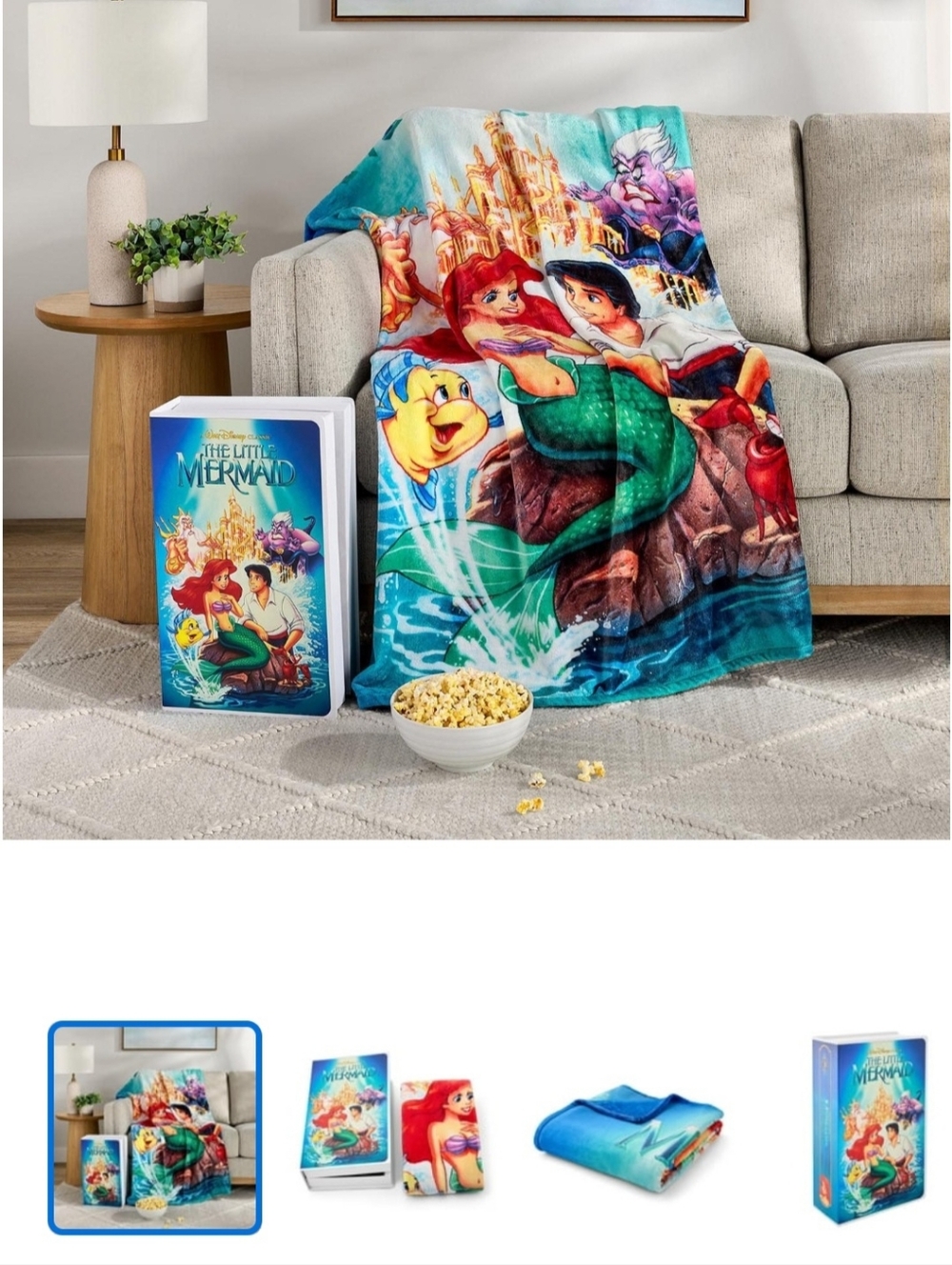 Disney Classic VHS Boxed Silk Touch Throw, 50" x 70" The Little Mermaid